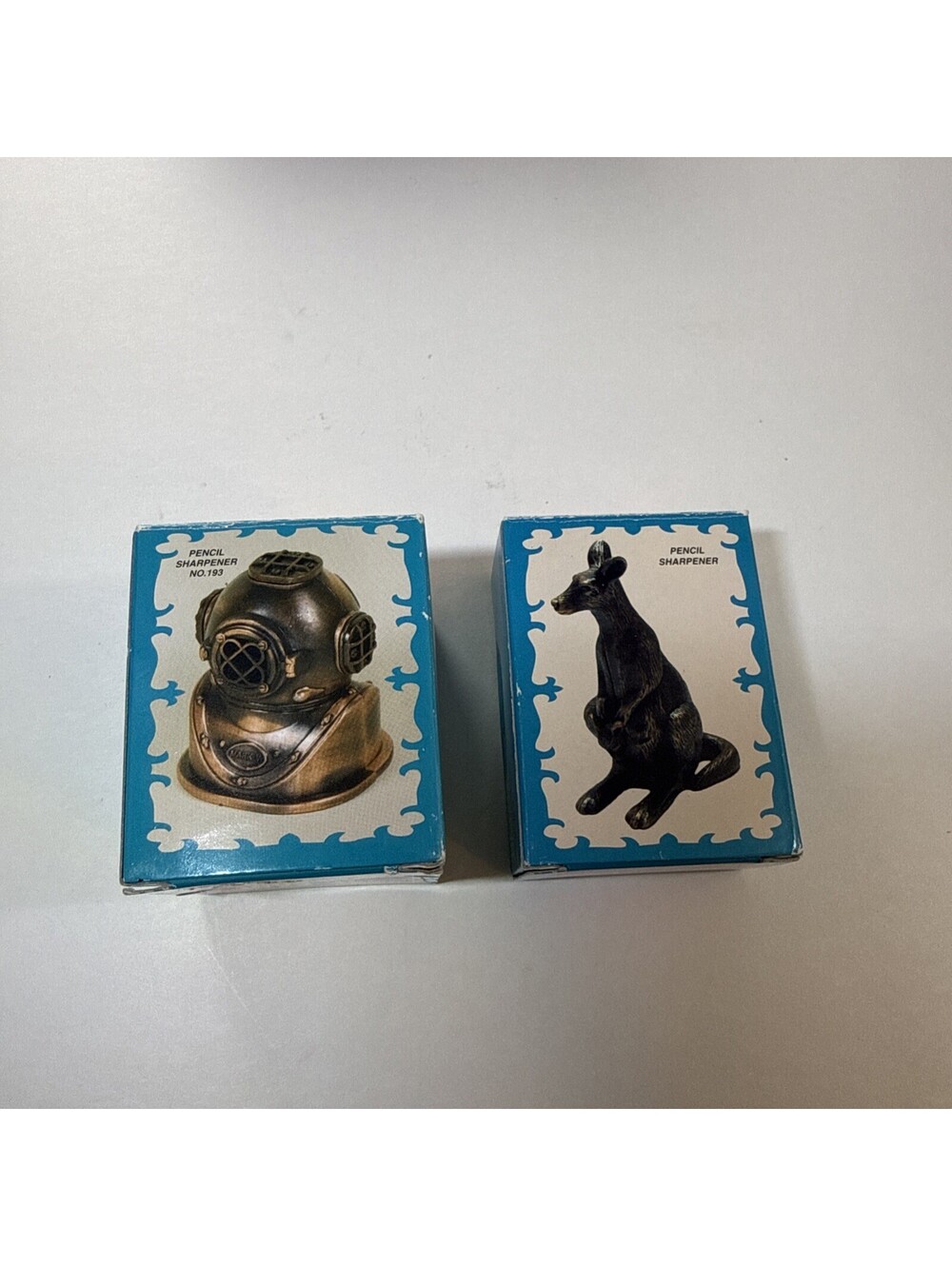 Vtg Miniture Die Cast pencil, sharpeners, diving helmet and kangaroo